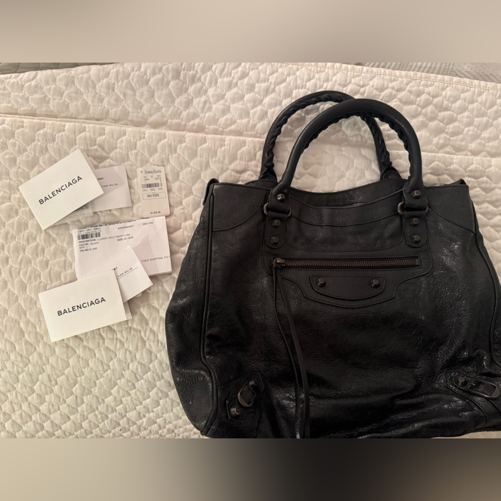 Balenciaga Black Textured Tote Bag